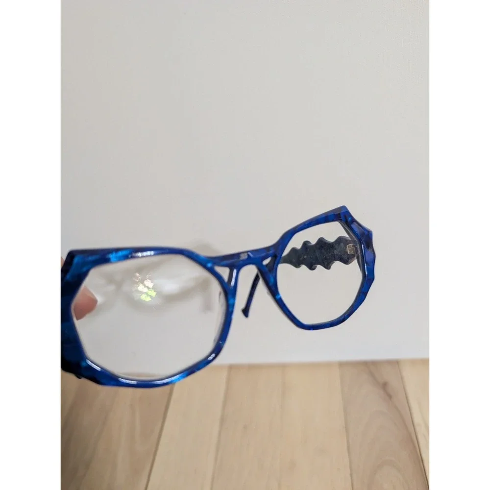 Faniel Senta Cieux Eyeglasses 50-21-140 Blue Acetate Cat Eye Designer Frames